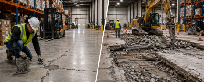 Repair vs Replacement: What to Do With a Damaged Warehouse Concrete Floor Warehouse Floor Repair vs Replacement