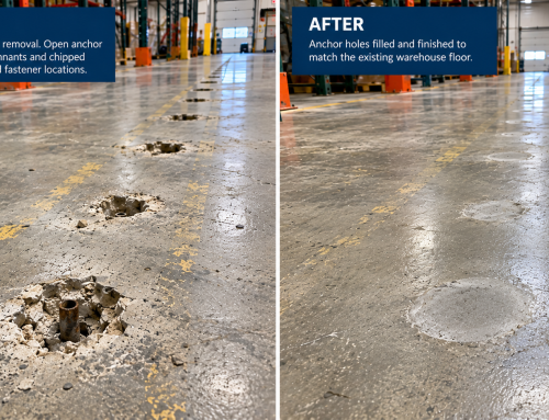 Warehouse Floor Anchor Hole Repair After Pallet Rack Removal