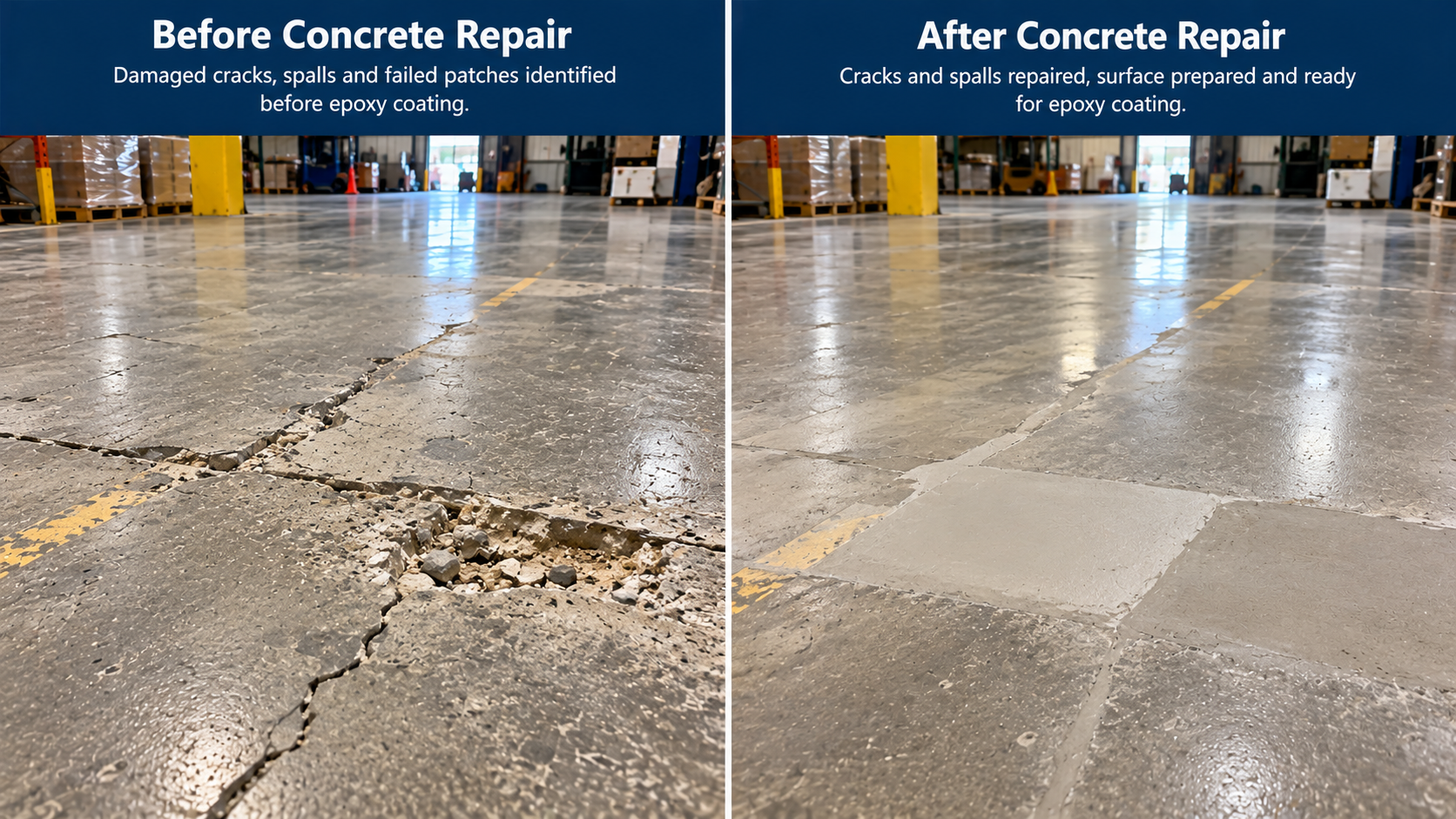Concrete Repairs You Must Make Before Planning an Epoxy Warehouse Floor